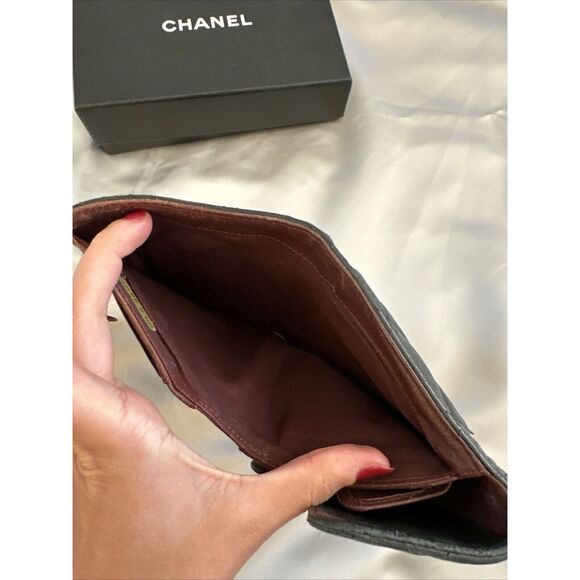 CHANEL Flap Wallet Quilted Black Silver Tone Hardware W/box - Picture 14 of 16